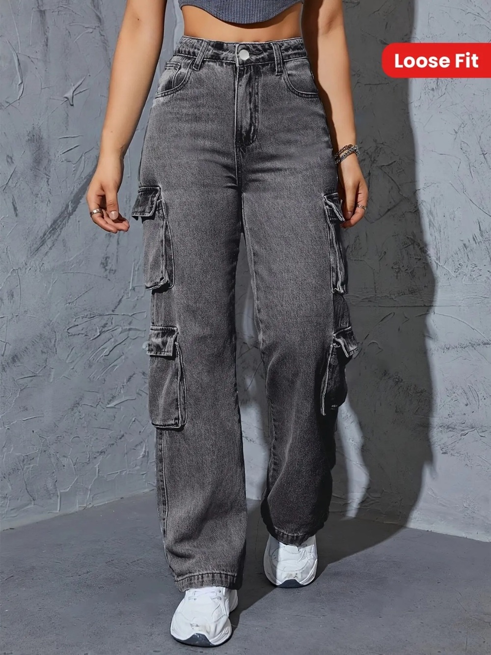 NWT Orange Kiss Essential Cargo Wide Leg Pant! BOHO Bohemian Denim Jeans